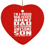 Proud Real Estate Agent Dad Of Awesome Son - Heart Ornament