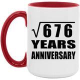 26th Anniversary Square Root of 676 Years Anniversary - 15oz Accent Mug Red