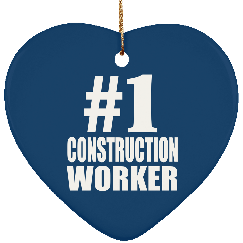 Number One #1 Construction Worker - Heart Ornament