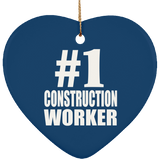 Number One #1 Construction Worker - Heart Ornament