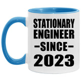 Stationary Engineer Since 2023 - 11oz Accent Mug Blue