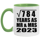 28th Anniversary Square Root of 784 Years As Mr & Mrs 2023 - 11oz Accent Mug Green