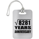 91st Anniversary Square Root of 8281 Years Anniversary - Luggage Bag Tag