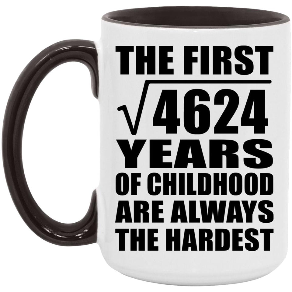 68th Birthday Square Root of 4624 Years of Childhood - 15oz Accent Mug Black