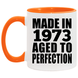 51st Birthday Made In 1973 Aged to Perfection - 11oz Accent Mug Orange