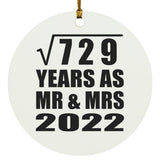 27th Anniversary Square Root of 729 Years As Mr & Mrs 2022 - Circle Ornament