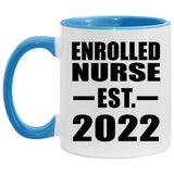 Enrolled Nurse Established EST. 2022 - 11oz Accent Mug Blue