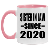 Sister In Law Since 2020 - 11oz Accent Mug Pink