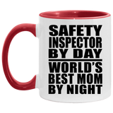 Safety Inspector By Day World's Best Mom By Night - 11oz Accent Mug Red