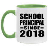 School Principal Since 2018 - 11oz Accent Mug Green