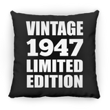 77th Birthday Vintage 1947 Limited Edition - Throw Pillow Black