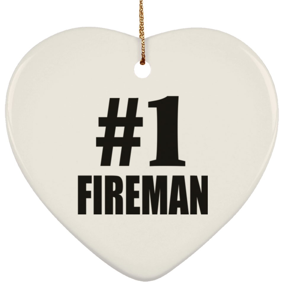 Number One #1 Fireman - Heart Ornament