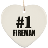 Number One #1 Fireman - Heart Ornament