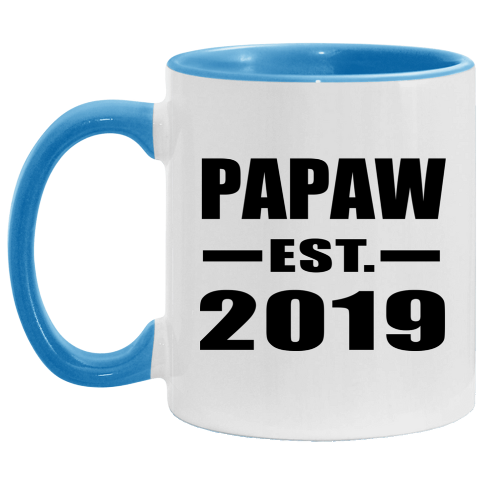 Papaw Established EST. 2019 - 11oz Accent Mug Blue
