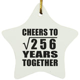 16th Anniversary Cheers To Square Root of 256 Years Together - Star Ornament