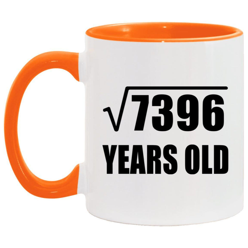 86th Birthday Square Root of 7396 Years Old - 11oz Accent Mug Orange