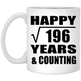 Happy 14th Anniversary Square Root of 196 Years & Counting - 11oz Coffee Mug