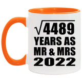 67th Anniversary Square Root of 4489 Years As Mr & Mrs 2022 - 11oz Accent Mug Orange