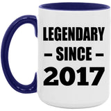 7th Birthday Legendary Since 2017 - 15oz Accent Mug Purple