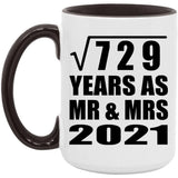 27th Anniversary Square Root of 729 Years As Mr & Mrs 2021 - 15oz Accent Mug Black