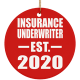 Insurance Underwriter Established EST. 2020 - Circle Ornament