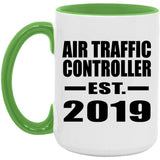 Air Traffic Controller Established EST. 2019 - 15oz Accent Mug Green