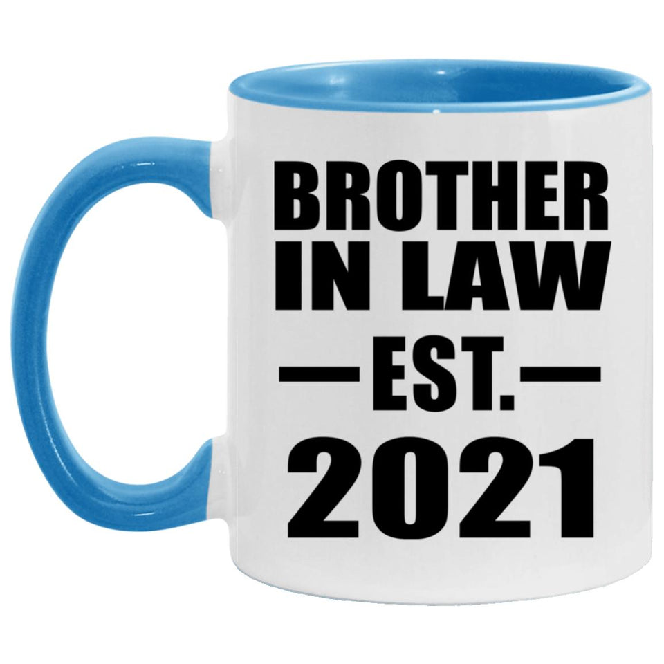 Brother In Law Established EST. 2021 - 11oz Accent Mug Blue