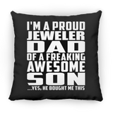 Proud Jeweler Dad Of Awesome Son - Throw Pillow Black