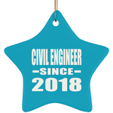 Civil Engineer Since 2018 - Star Ornament