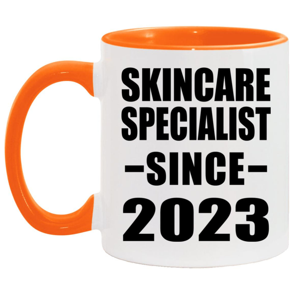 Skincare Specialist Since 2023 - 11oz Accent Mug Orange
