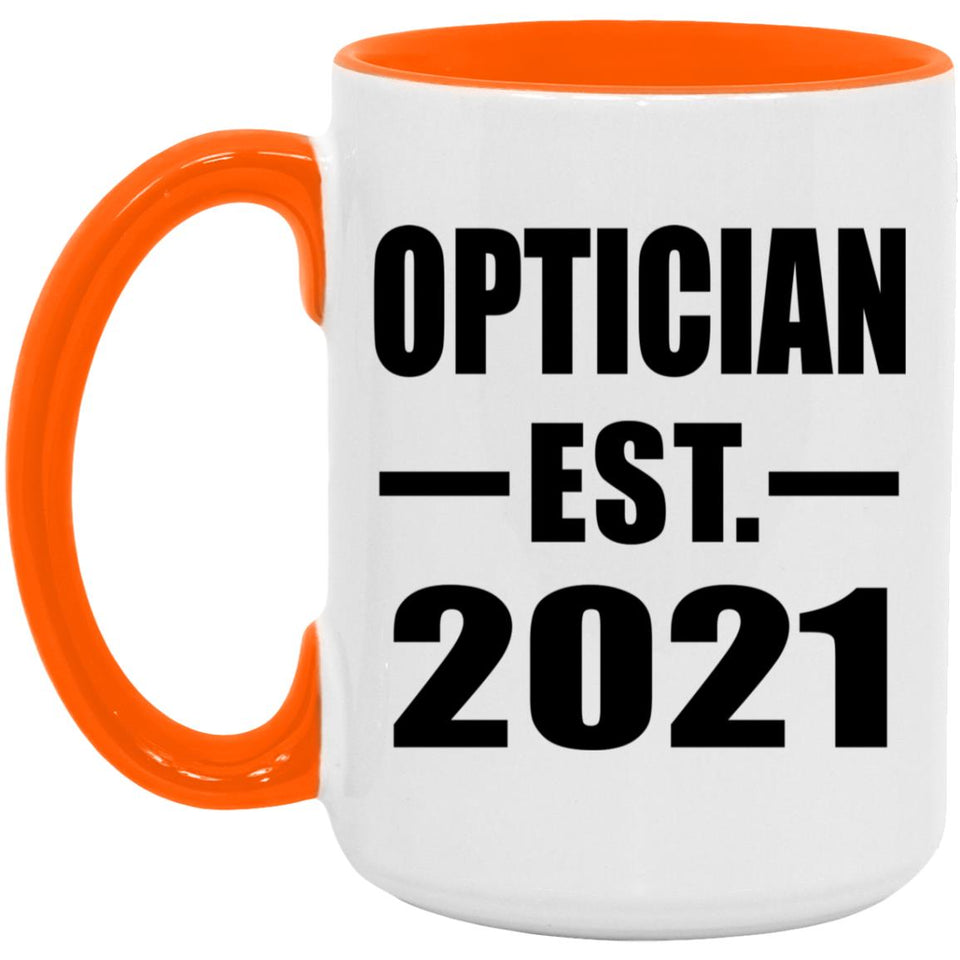 Optician Established EST. 2021 - 15oz Accent Mug Orange