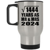 38th Anniversary Square Root of 1444 Years As Mr & Mrs 2024 - Silver Travel Mug