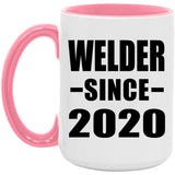 Welder Since 2020 - 15oz Accent Mug Pink