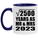 50th Anniversary Square Root of 2500 Years As Mr & Mrs 2023 - 11oz Accent Mug Purple