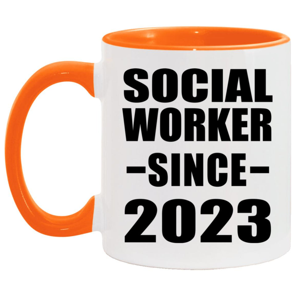 Social Worker Since 2023 - 11oz Accent Mug Orange