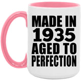 89th Birthday Made In 1935 Aged to Perfection - 15oz Accent Mug Pink
