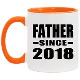 Father Since 2018 - 11oz Accent Mug Orange