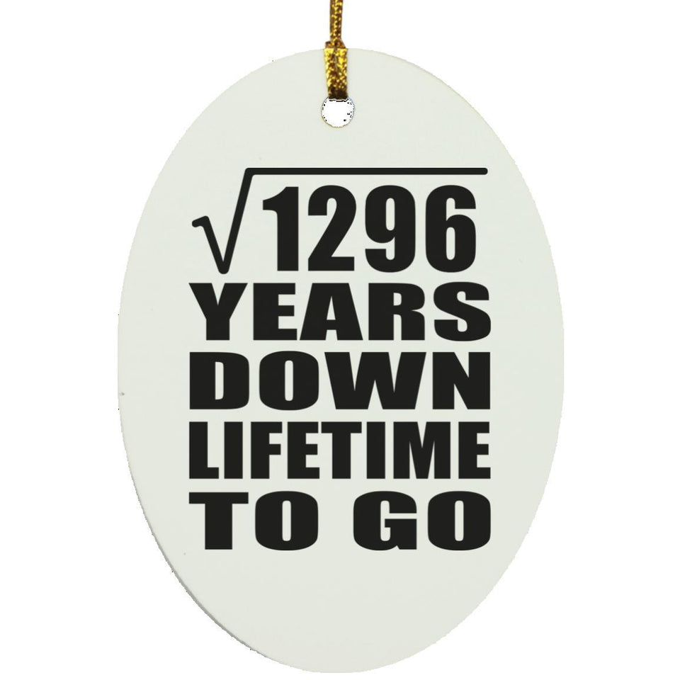 36th Anniversary Square Root of 1296 Years Lifetime To Go - Oval Ornament