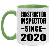 Construction Inspector Since 2020 - 11oz Accent Mug Green