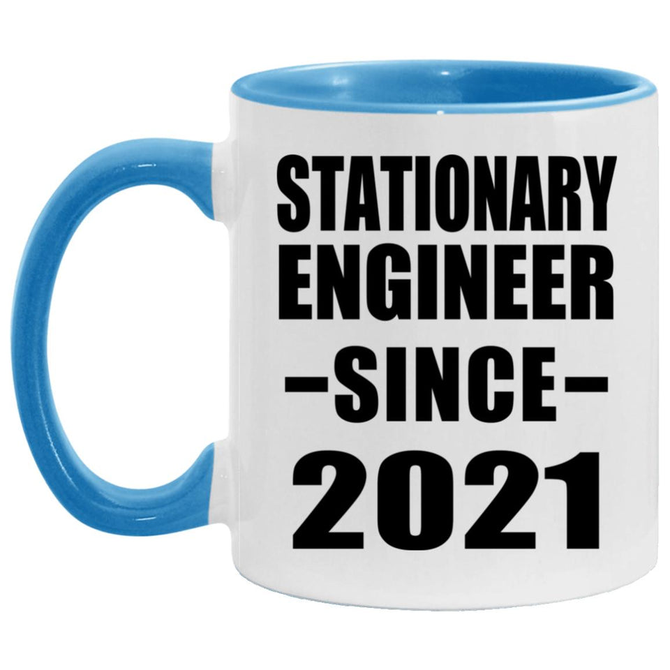 Stationary Engineer Since 2021 - 11oz Accent Mug Blue