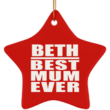 Beth Best Mum Ever - Star Ornament