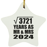 61st Anniversary Square Root of 3721 Years As Mr & Mrs 2024 - Star Ornament
