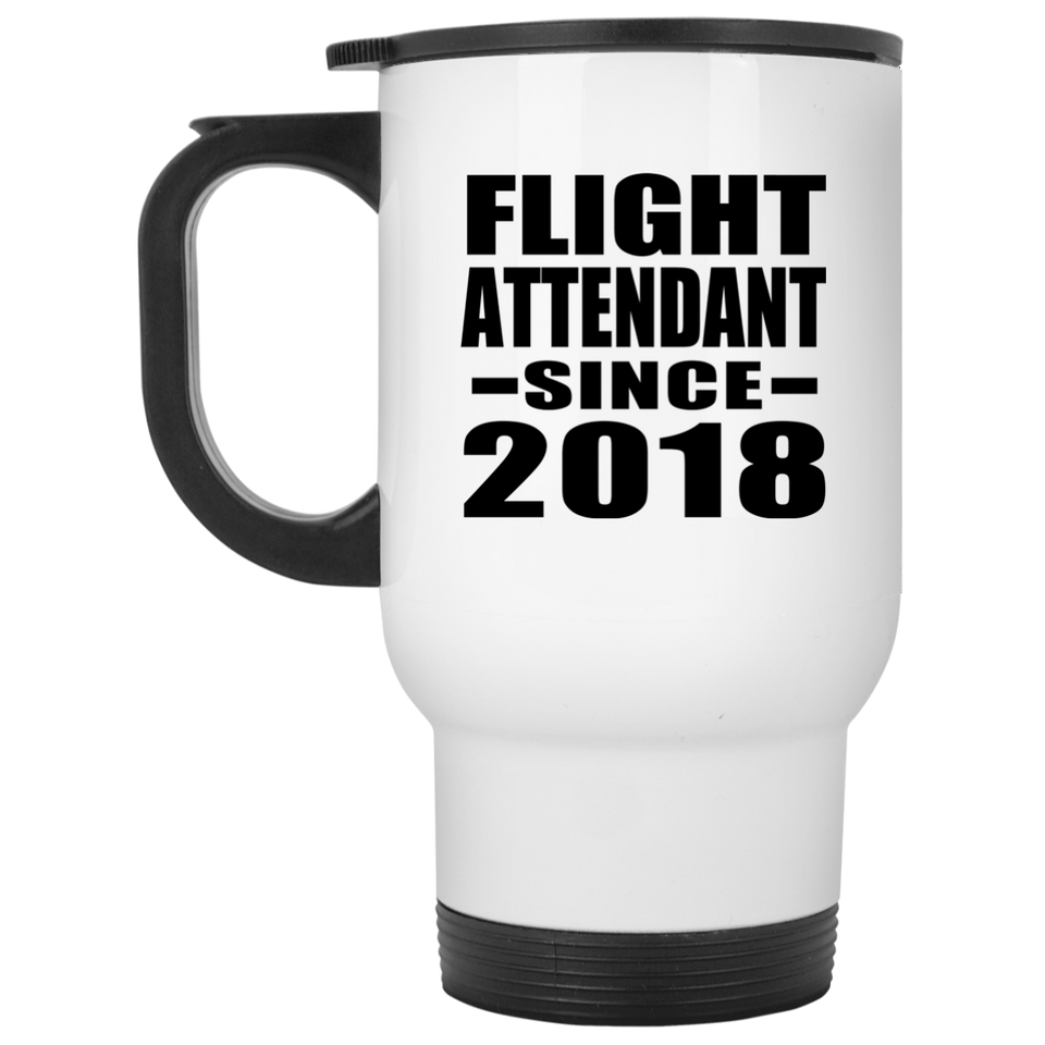 Flight Attendant Since 2018 - White Travel Mug
