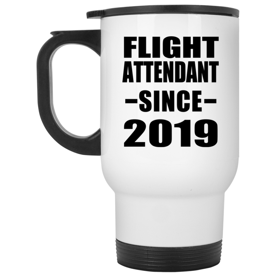 Flight Attendant Since 2019 - White Travel Mug