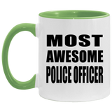 Most Awesome Police Officer - 11oz Accent Mug Green