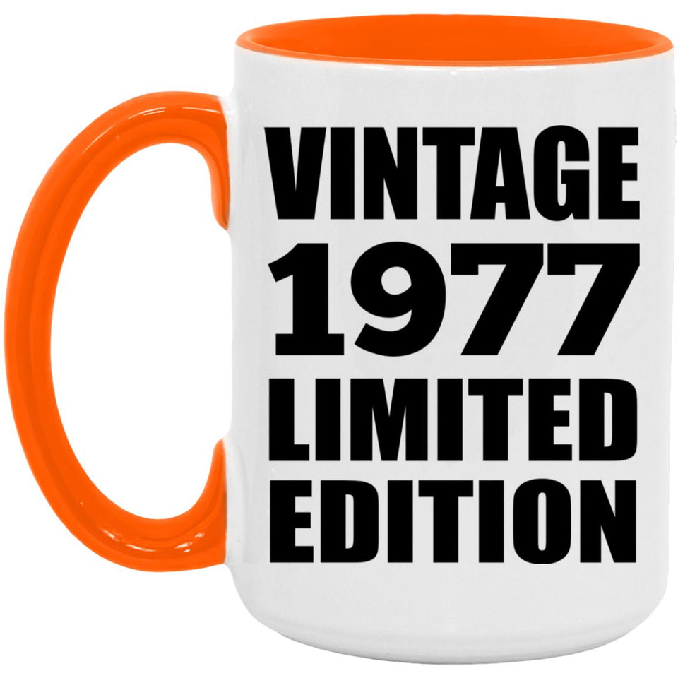 47th Birthday Vintage 1977 Limited Edition - 15oz Accent Mug Orange
