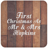 First Christmas As Mr & Mrs Hopkins - Drink Coaster E
