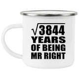 62nd Anniversary Square Root of 3844 Years of Being Mr Right - 12oz Camping Mug
