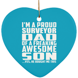 Proud Surveyor Dad Of Awesome Son - Heart Ornament