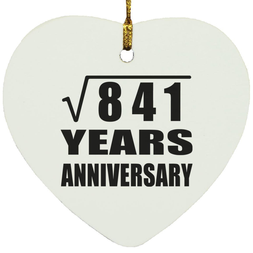 29th Anniversary Square Root of 841 Years Anniversary - Heart Ornament